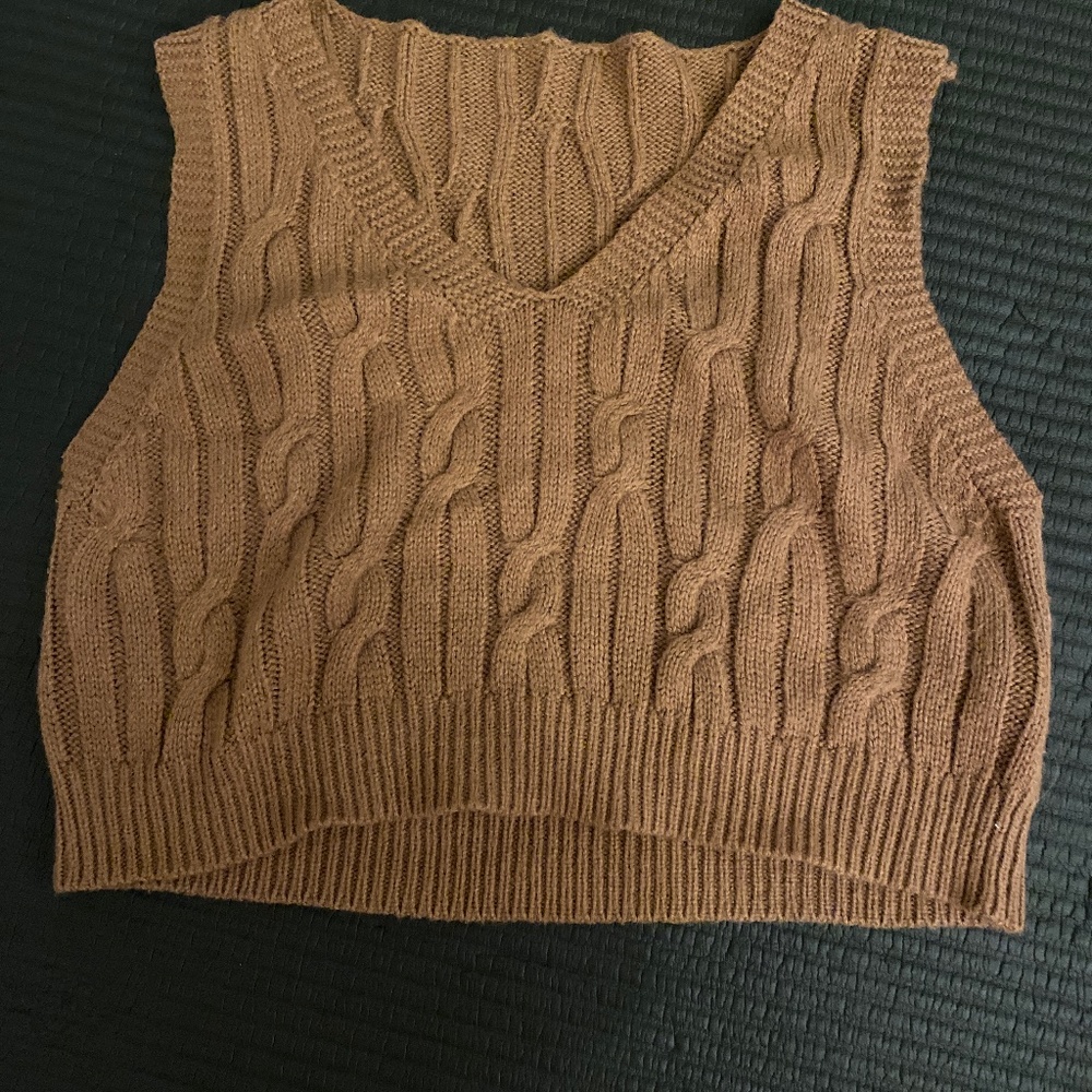 brown sweater vest